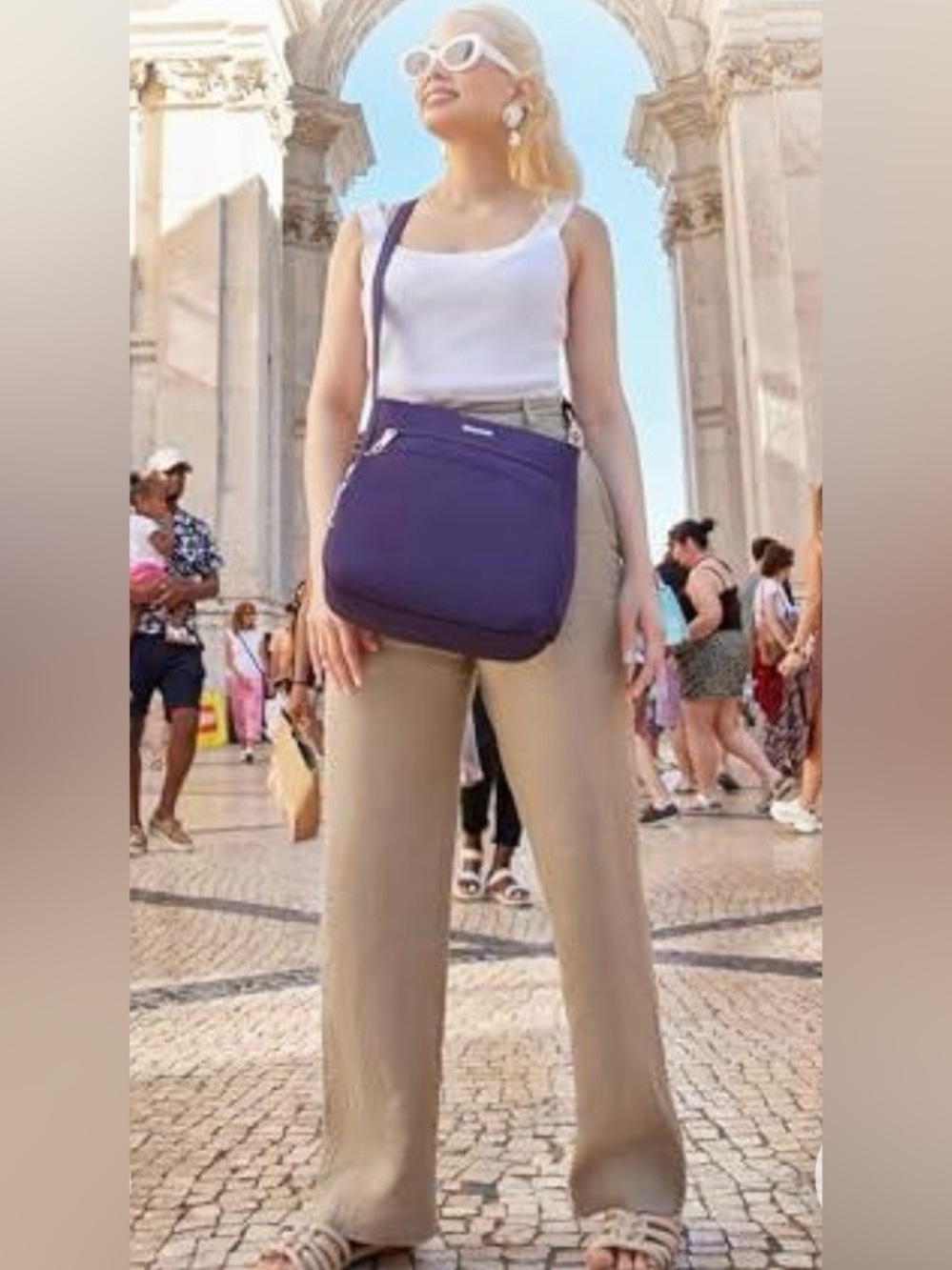 Travelon Purple Classic North South Anti Theft Crossbody Bag NWT - Picture 2 of 12